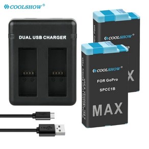 Coolshow 고프로 맥스 360 배터리 충전기 액션 카메라 액세서리 1600mAh, 6.2Battey