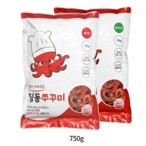 [딩동쭈꾸미] 맛있게 매운 양념 쭈꾸미 볶음 간편조리 캠핑 반찬 안주 750g, 덜매운맛2개, 1개