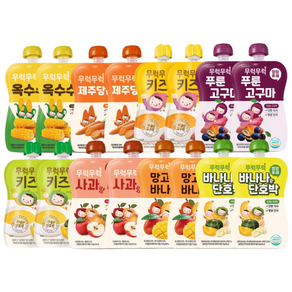 무럭무럭 키즈죽 과일퓨레 모두모아 16팩, 8종, 100g, 16개