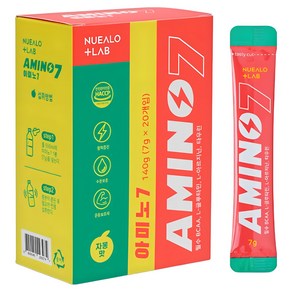 누알로+랩 아미노세븐 아미노산 BCAA 스포츠보충제 7g x 20개입, 20개