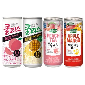 마셔몰 (주스 혼합세트 4가지맛 각15캔씩 총60캔) (쿨피스제로복숭아+쿨피스제로파인애플+ 애플망고+복숭아티), 60개, 230ml