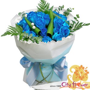 [cityflowe 꽃다발] 파란장미꽃다발/생일선물 프로포즈 기념일 졸업식 축하선물/당일배송 꽃배달, 1개