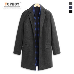TOPBOY 모직 무지 롱 코트