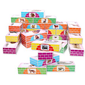 키즈비전 동물 종이 벽돌블록 50p, 혼합 색상, 50개