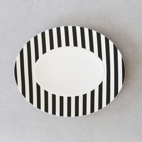 [화이트블룸] Black Edition Oval Platte, 블랙_화이트, 1개