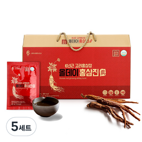 한국삼 6년근 고려홍삼정 올데이 홍삼진 30포, 1.5L, 5개