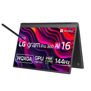 LG전자 2025 그램 Pro 360 AI 16 WQXGA 코어Ultra7 애로우레이크 방문설치, 옵시디안 블랙, 1TB, 32GB, WIN11 Home, 16T90TP-GD7BK