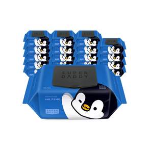 슈퍼대디 시그니처 미스터펭 저자극 아기물티슈 캡형 77gsm, 70매, 20개