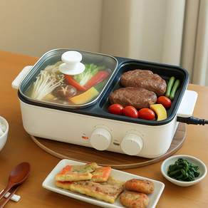 하드라인 반반 전기그릴 미니 멀티 그릴팬 멀티쿠커, 하드라인 전기그릴