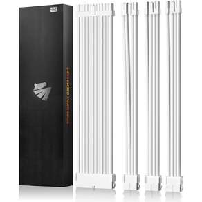 AsiaHorse PSU 익스텐션 케이블 슬리브 커스텀 모드 PC, Snow White, 4개, 30cm