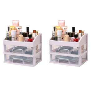 BuyChoo 3단 화장품 수납함, 2개, 화이트