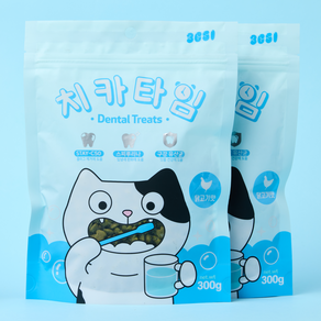 3651 치카타임 고양이 이빨과자 덴탈트릿 간식, 1개, 300g, 닭고기맛