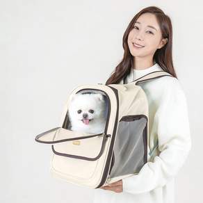 강아지 고양이 이동가방 강아지가방 이동장 백팩, 화이트, 1개