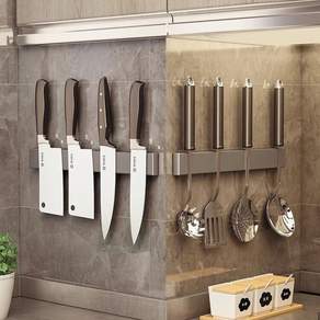 큰언니마켓 Diverso 304 풀스텐 자석 칼걸이 칼보관함 + 실리콘 강력본드, 풀스테인레스 40 cm, 1개