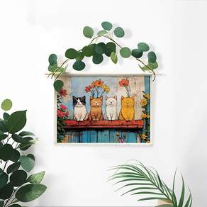 wonderful live 패브릭 배전함 두꺼비집 가리개 벽인테리어 분전함 인터폰 가리개, 햇볕을 쬐는 고양이