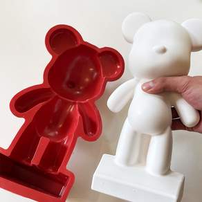 대형 곰돌이 실리콘 몰드 27cm 삼공방, 1개, 빨강