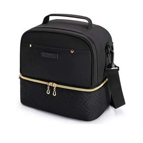 TOURIT 2단 보온보냉 도시락가방백 방수 쿨러백, 001블랙, 1개