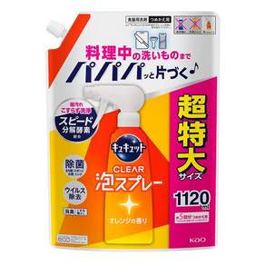 카오 큐큣토 주방세제 거품 스프레이 리필용 특대사이즈 오렌지향, 1120ml, 1개