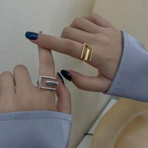 에쥬아 네모 검지반지 커플링 기하 오픈링