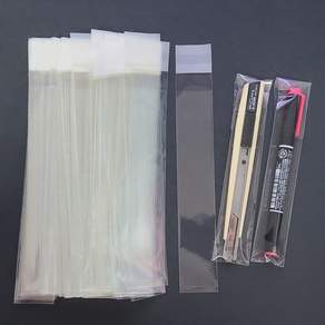 더블슬릿 접착식 OPP 무지 투명 볼펜 포장 봉투 3 x 15.8 cm, 1개, 200매입