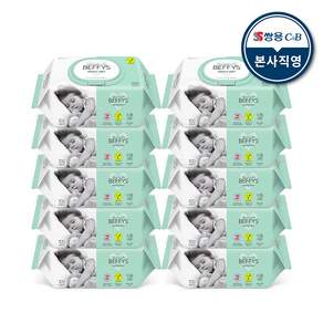 쌍용 코디 베피스 젠틀 소프트 캡형 아기 물티슈 베이비 대용량 100매 10팩, 8880g, 10개
