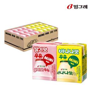 빙그레 바나나맛우유 미니 12팩 + 딸기맛우유 미니 12팩 기획, 120ml