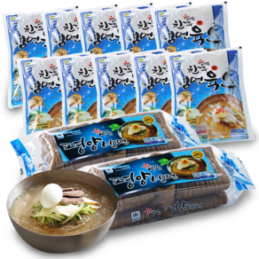 살얼음 동동 평양 물냉면 10인 세트 (평양냉면+한우맛육수330ml), 2개, 1kg