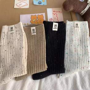 투니스 여성 도트 무늬 중목 면 양말 4개입