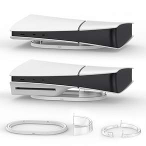 이이네 PS5 Slim & PS5 Pro용 가로 스탠드 안전 방치 플스5 슬림 플스5 프로 디스크/디지털 버전과 호환 거치대, L985 PS5 Slim용, 1개, 투명 스탠드