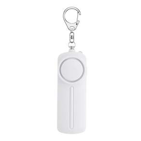Keebright 휴대용 미니 경보기 130dB 경보음 LED 라이트 내장 여성 아이 노인용 호신용품 자기방어 알람 키링, ONESIZE, 화이트, 1개