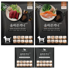 올바른끼니 플러스 강아지 사료 2종 세트_관절건강(소고기) + 피모건강(연어) 60%생육 스팀공법 소프트 사료, 2.5kg, 1세트, 소+연어