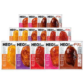허닭FIT 저당 소스 통 닭가슴살 5종 맛 혼합 구성, 15개, 100g