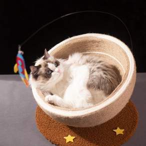 고양이 원형 로켓 반구 스크래쳐 숨숨집 하우스 사이잘, 1개, 기본