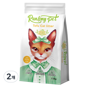 RUNLONG 고양이 두부모래 무분진 초강력탈취 초속결단 변기처리대용량 1.5mm, 녹차, 2개, 20L