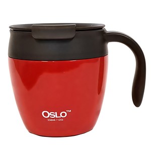 오슬로 이중진공 펄 스텐 304 애플머그컵 350ml, 레드, 1개