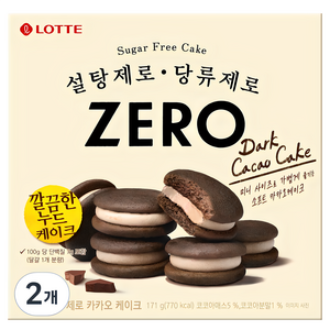 롯데제과 제로 카카오 케이크 12p, 171g, 2개