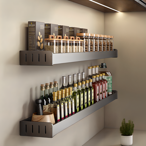 안쏘니 무타공 주방 선반 조미료 양념 수납 선반, 그레이(가로40cm)