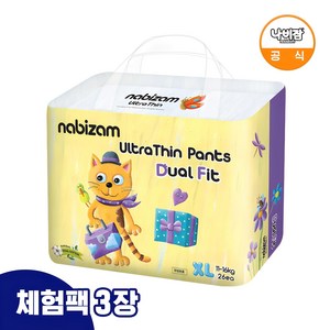 [체험팩] 나비잠 기저귀 울트라씬 듀얼핏 팬티 3장 모음, 3개, 특대형(XL)