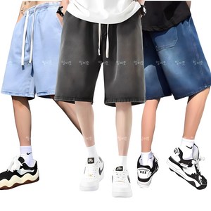 바이일이오 스탠다드 버뮤다 밴딩 와이드 5부 청반바지