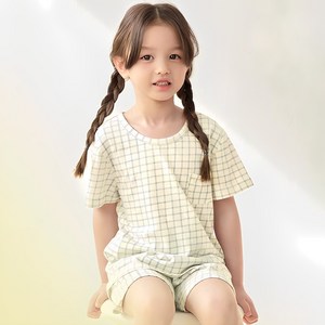 유니프랜드 아동용 포켓 체크 5부 상하의 세트