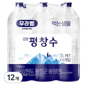 강원평창수 무라벨 생수, 2L, 12개