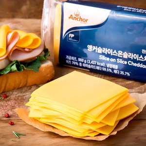 앵커 슬라이스 온 슬라이스 체다치즈 80매입, 960g, 1개