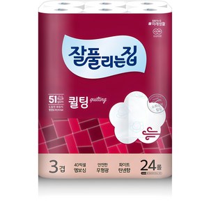 잘풀리는집 3겹 퀄팅 화장지 30m, 24개입, 1개