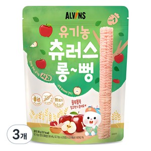 엘빈즈 유아용 츄러스 롱뻥 STEP1, 사과맛, 30g, 3개