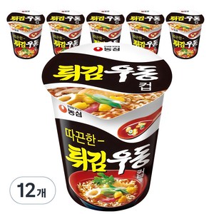 농심 튀김우동 컵면, 62g, 12개