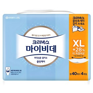 마이비데 클린케어 화장실용 물티슈 캡형 엑스라지, 123g, 40매, 4개