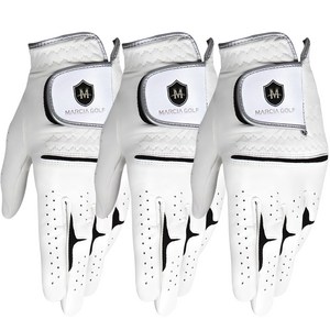 마르시아 남성용 올양피 골프장갑 왼손용, 24호, 화이트, 3개