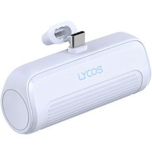 라이코스 미니 무선 일체형 보조배터리 5000mAh C타입, LYCOS-M5000CP, 스카이블루