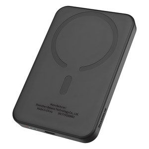 베이스어스 마그네틱 미니 무선 초고속 보조배터리 충전 파워뱅크 5000mAh 20W + C타입-C타입 충전케이블 30cm 세트, PPCXM05, 클러스터 블랙