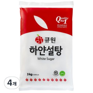 큐원 하얀 설탕, 4개, 3kg